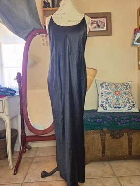 INC International Concepts Black Satin Slip Dress